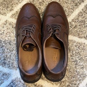 Kuru Warhol Men's Brown Leather Wingtip Oxford Lace Up Dress Shoes